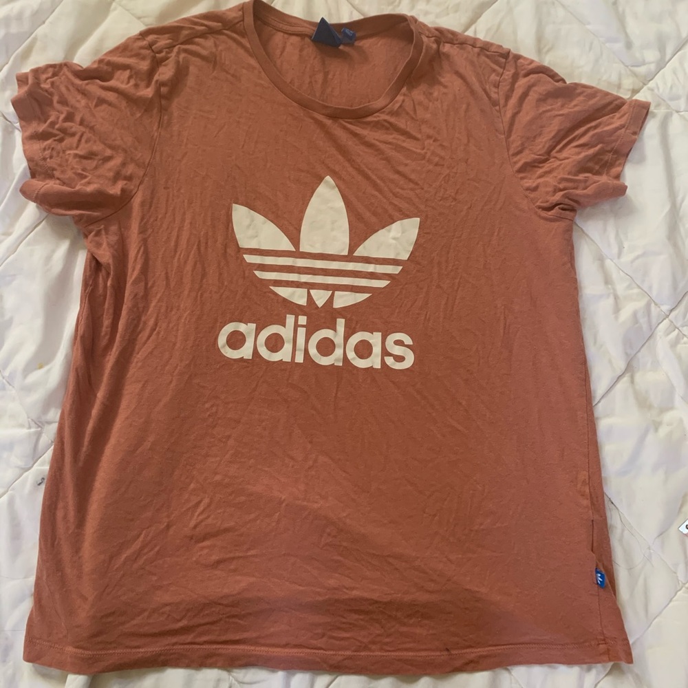Adidas trefoil salmon large logo tee